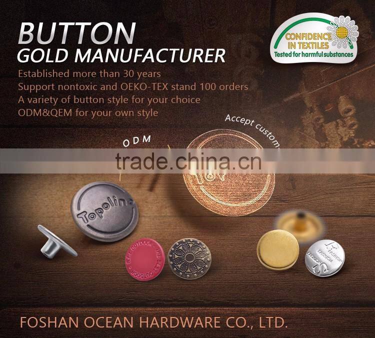 Quality Decorative Gold Metal Rivet Brand Logo Jeans Button