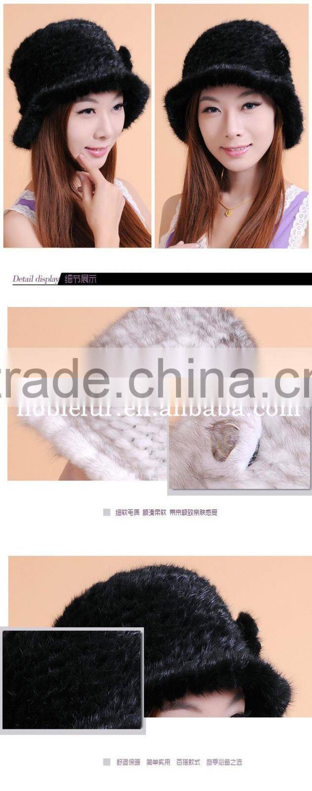 hot ladies quality first genius Korean style mink fur jazz brim top hat