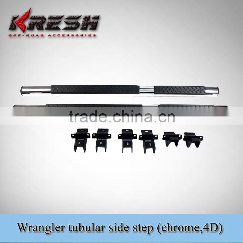 Hot sale chrome and black Wrangler jk tubular black 2 door side step for 2007-2015JK