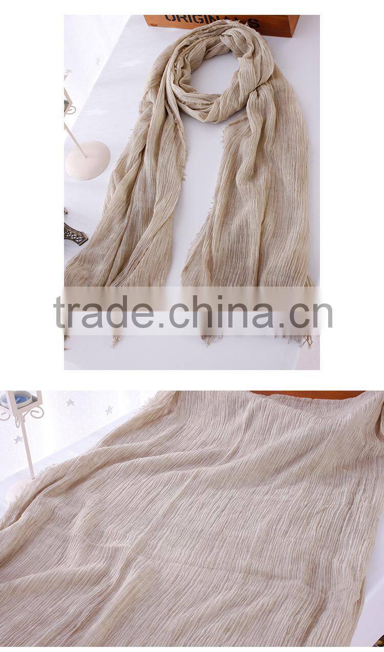 Wholesale Korean Japan Ladies Fashion Solid Color Plain 100% Linen Scarf