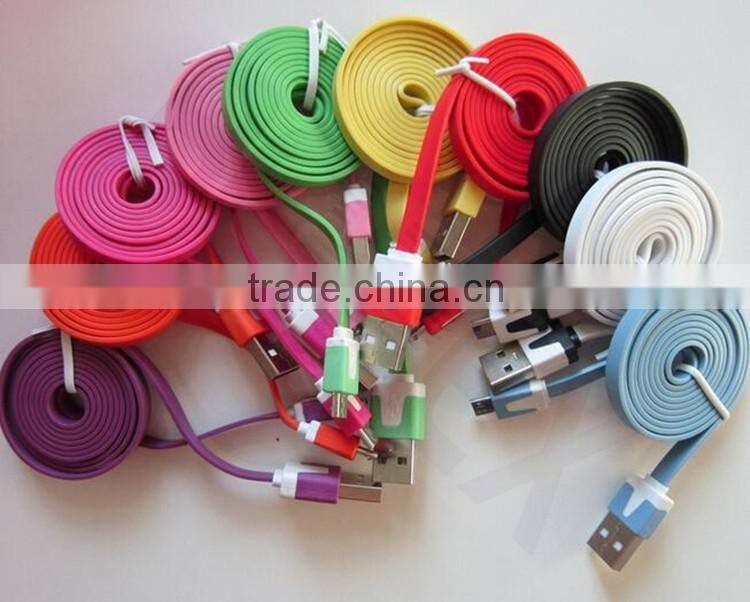 Best Quality Flat Noodle Mobile Micro Phone USB Charger Cable