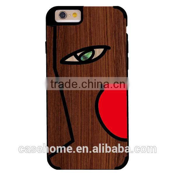 Gridiron Pattern Wood+PC Hard Back Cover Case for iphone 6s