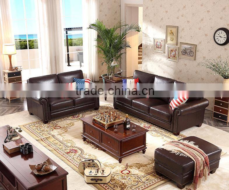 New American real leather sofa high quality living room furniture sectional sofa