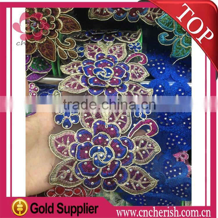 Hot sale embroidery lace fabric in beads lace for women dress as the trade assurance