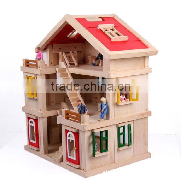 2016 New Design Wooden Toy House for Kids Child Educational Wooden Assembling Set Baby DIY Doll House