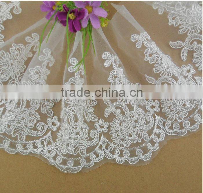 high quality the factory sale 15cm width wedding veil tulle cord lace trims wholesale