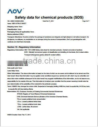 Nitrile NBR rubber sheet self adhesive one side