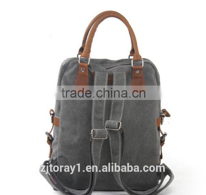 Vintage Leather Canvas Rucksack Backpack Tote Bag