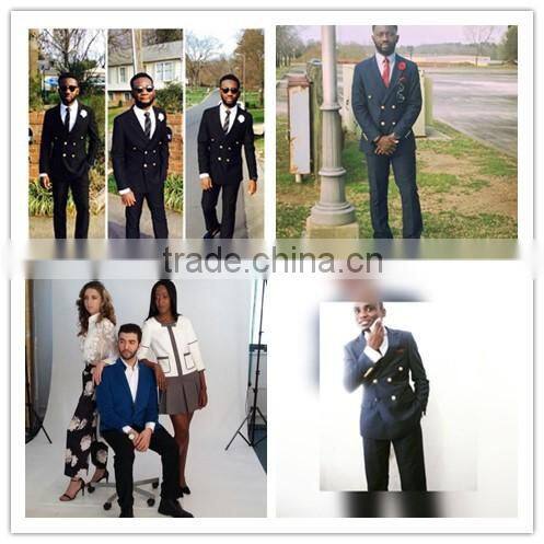 2016 New design slim fit blule mens wear double breasted man party wear jacket wholesale