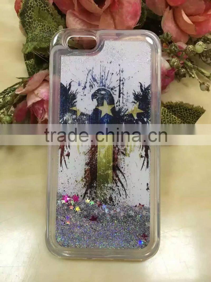 USA UK Flag Liquid Glitter Stars Bling Moving Latest Design TPU Case Cover For iPhone & Samsung
