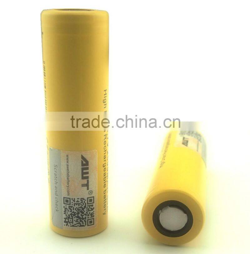 AWT Yellow 18650 2600mah 40A Subox mini vape mod box mod 200w vape pen battery & stab wood box mod awt 18650 high drain