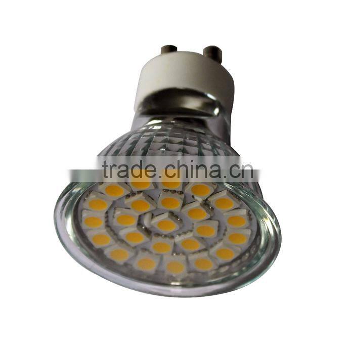 warm white 5050 smd gu10 led light 400LM With glass cover