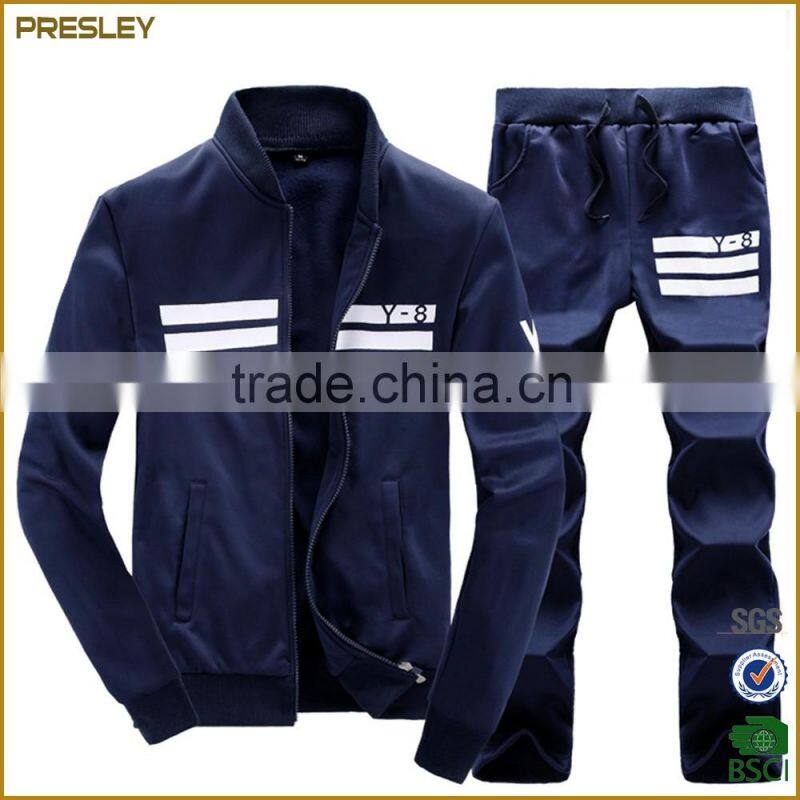 Factory wholesale fashionable polyester 100% men's athletic sports wear new design track suit