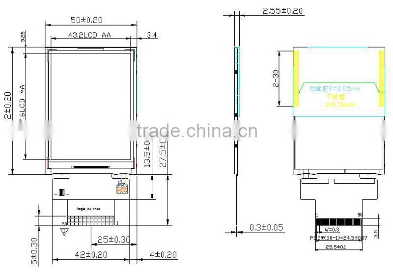 2.8 inch QVGA 240*320 TFT mini hd LCD panel, Tiamma coverglass