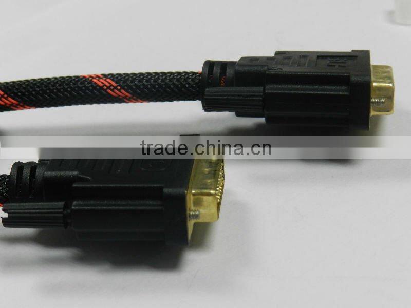 DVI Cable with Two Ferrite cords and Nylon Net