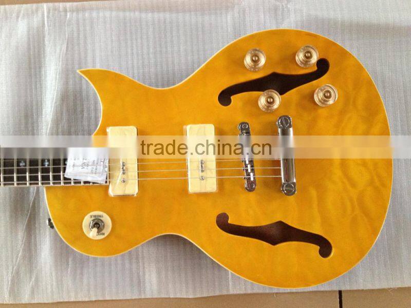 semi hollowbody guitar with P90 pickups Jazz eelctric guitar with F hole color can custom