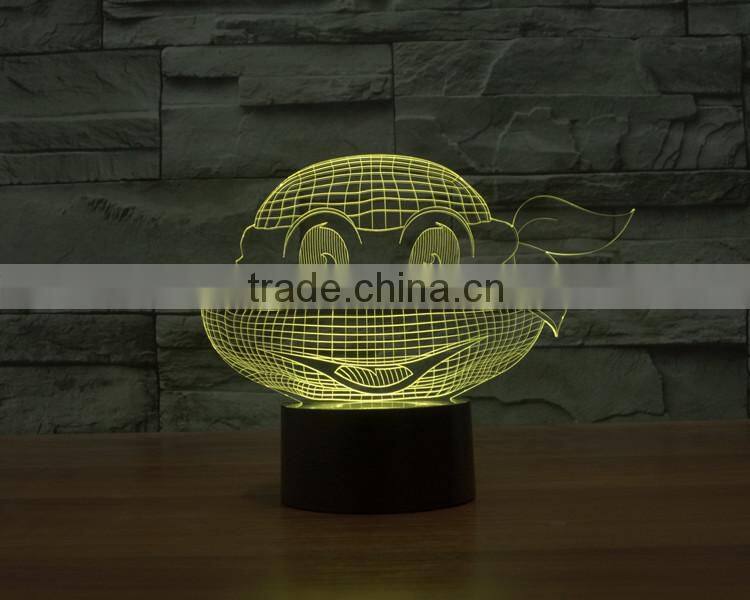 New Teenage Mutant Ninja Turtles colorful 3D LED lamp touch switch night light gradient visual illusion reading lamp Holiday