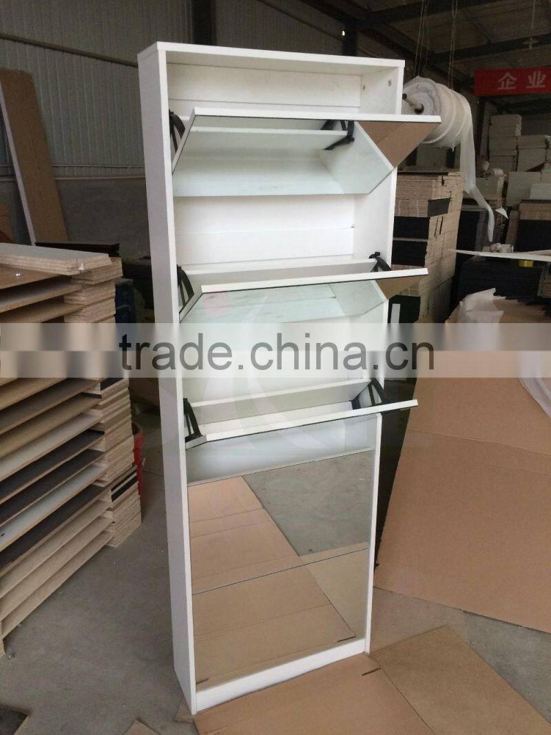 Amazing wooden mirror shoe rack cabinet