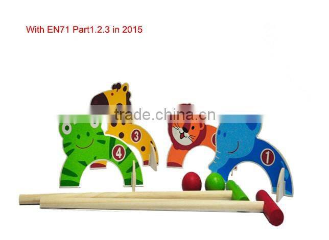 For Kids Garden Game Wooden Animal Croquet Set Wooden Toys
