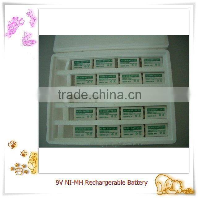 Eunicell Long life high quality NI-MH 9V rechargeable battery for microphone /toy /multimeter /remote control car