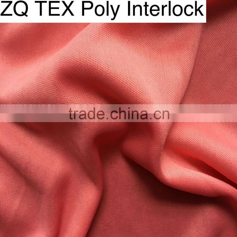 110g/sm 100% polyester interlock fabric knit double sided lining fabric