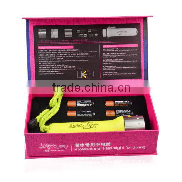 Stainless steel head IP68 Waterproof CREE Q5 LED diving torch