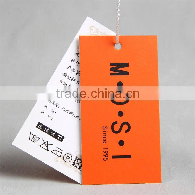 Glossy coated paper hangtag with one side red printting for lady's scarf