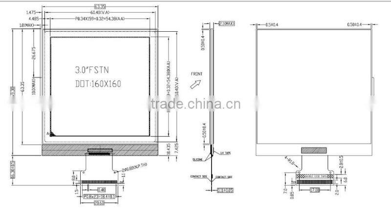 COG 160*160 dot matrix display module 3.3V/5.0V