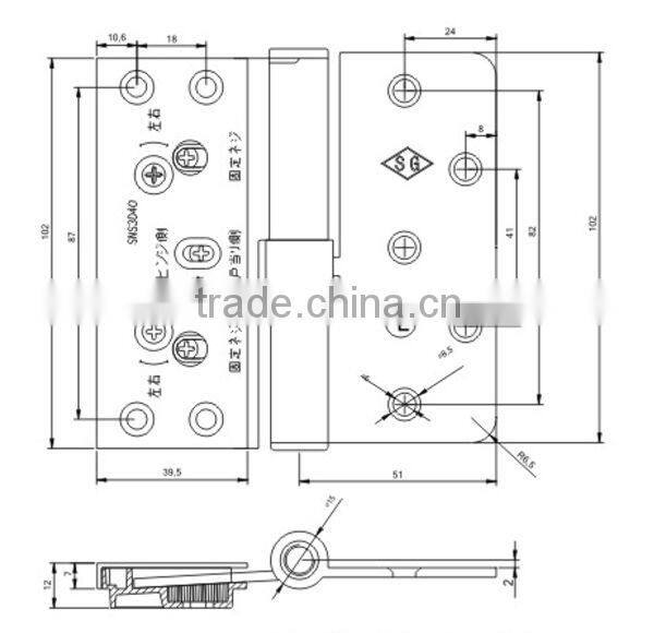 4" 3 axis adjustable door hinges for wood doors