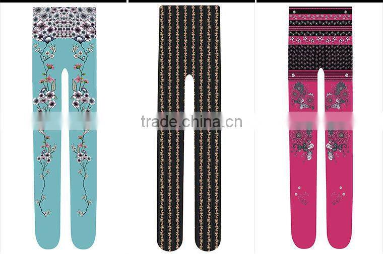 Children silk stocking seamless colored printed little girl tights
