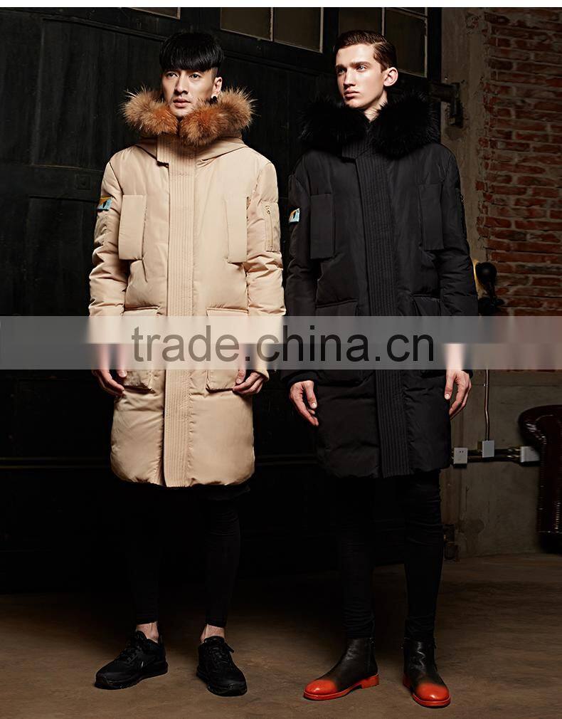 wholesale mens black yellow winter goose down jacket