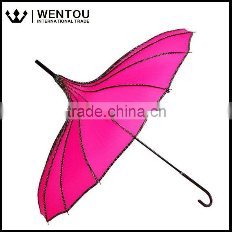 Blooming Brollies Ribbed Polka Dot Pagoda Umbrella