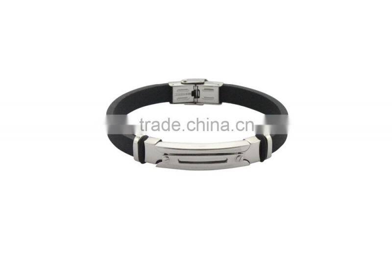 RD 2016 New Design Cheap Fashion Bangle College Style Steel Shape Silicone Bracelet for Men