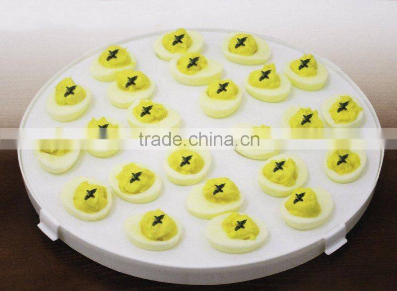 4-in-1 Portable Plastic Party Platter with Lid - Cupcake Carrier / Egg Holder / Veggie Tray / Chip and Dip Server Plate