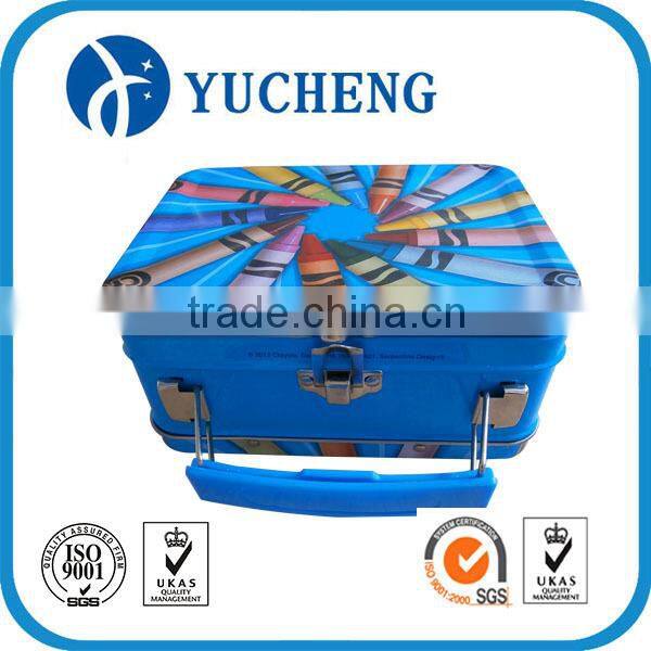 square metal lunch tin box for food packing with handle