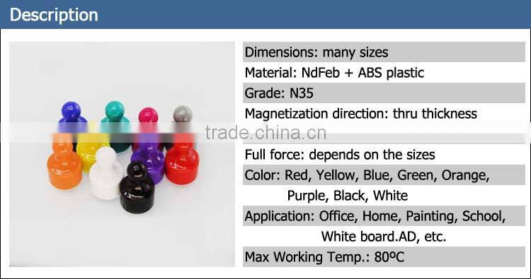 Colourful magnetic push pin whiteboard magnet button