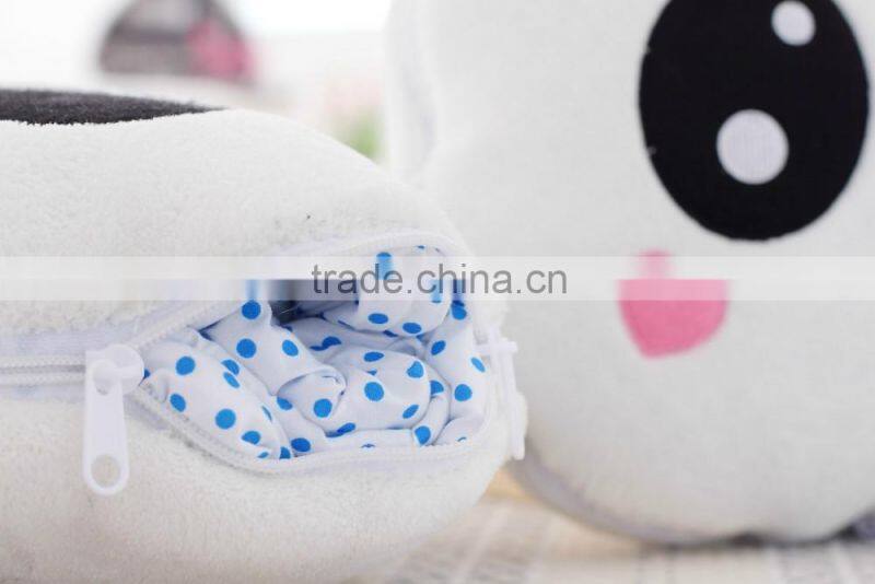 cartoon panda style coral fleece 2 in 1 cushion roll-matt, 100x150cm kid's vehicle-mounted plush folding blanket