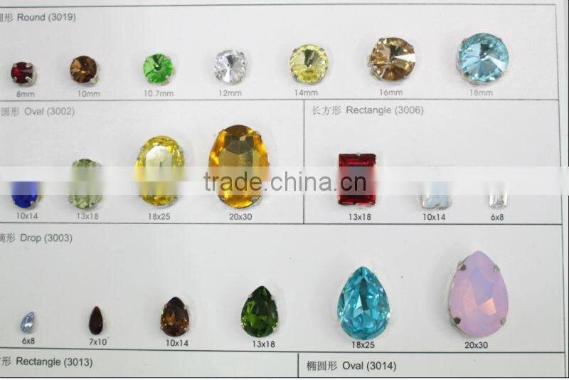 Blank sew on jewels rhinestones with metal claw settings strass crystal beads for jewelry maker