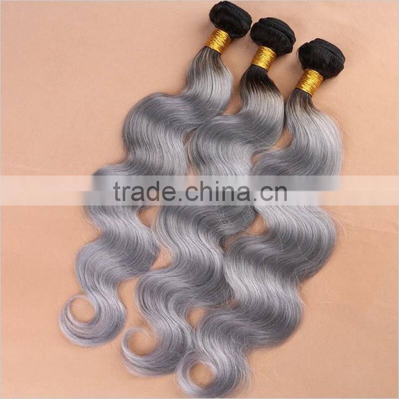 grey and black ombre hair extensions laser hair removal machine 100% Peruvian hair