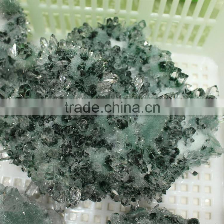 Decorative natural green phantom quartz crystal clusters