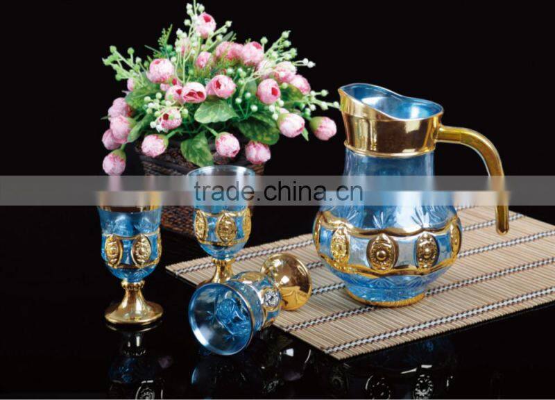 gold electroplated glass drinkware jug water set