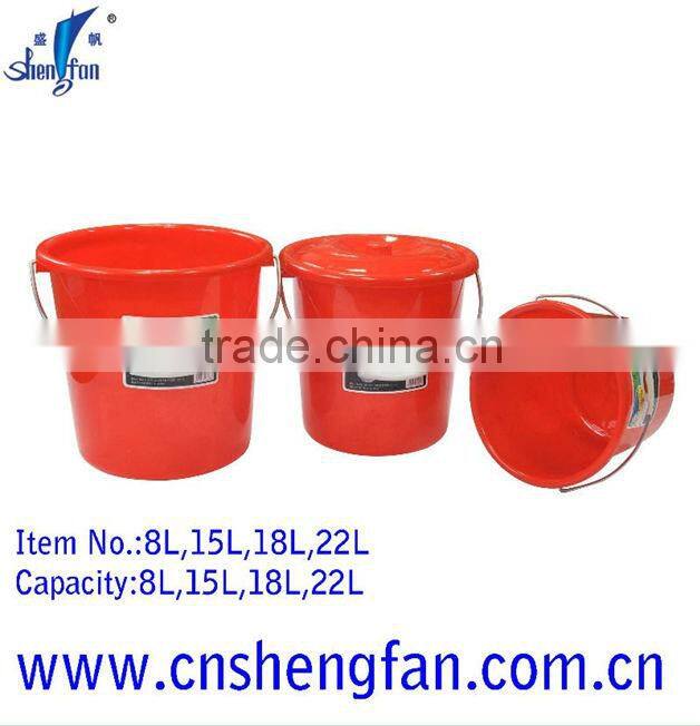 8L PE plastic strong bucket with lid
