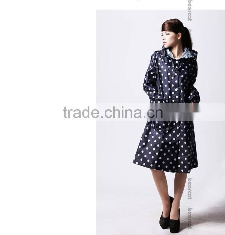 BEARCAT personality slim raincoat,dot women Poncho