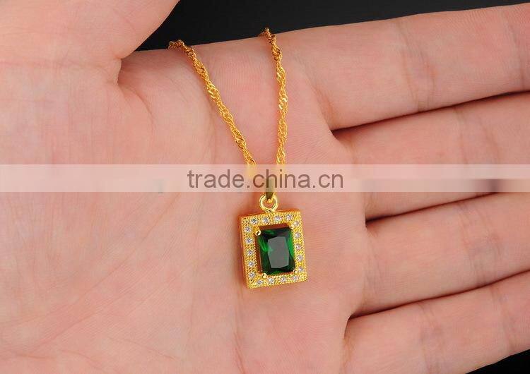 KSTONE 2015 new design 18K gold plated square green big AAA+ cubic zirconia diamond stud earrings for women