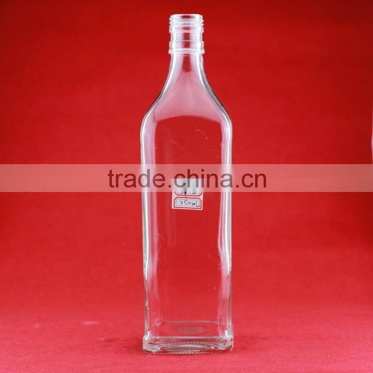 Wholesale printing glass bottles 700ml screw cap frosted bottles thin neck rum bottles