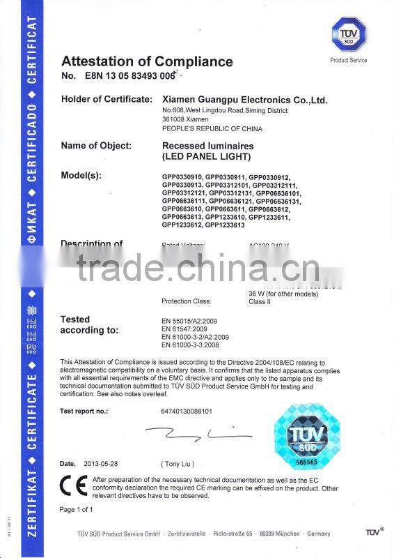 Square Plastic Aluminum LED 600X600 Ceiling Panel Light