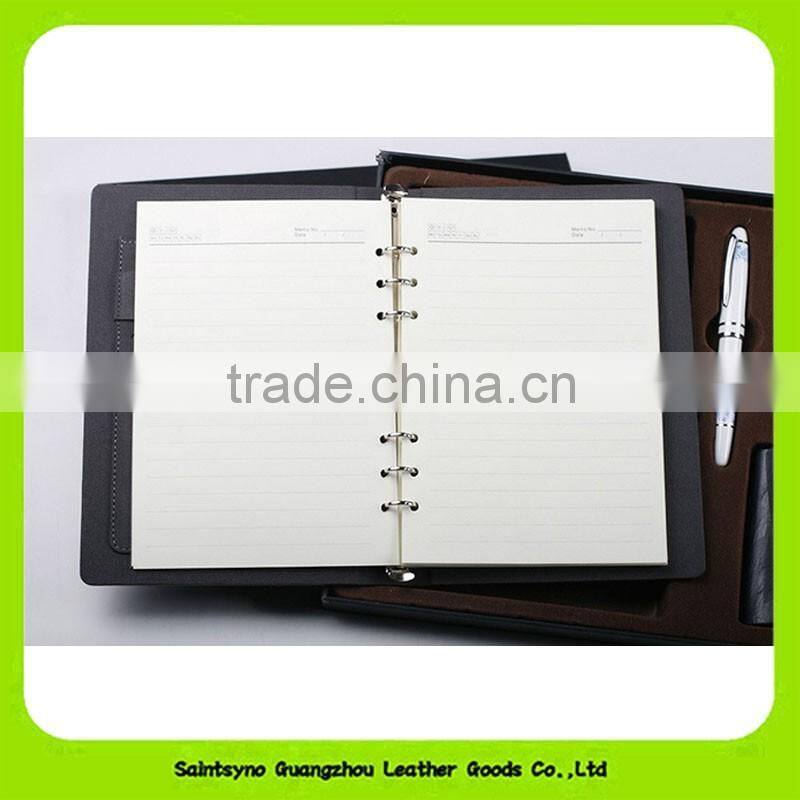 16024 Classical Leather Note Book Gift Set with Key Holder Pen Keychain