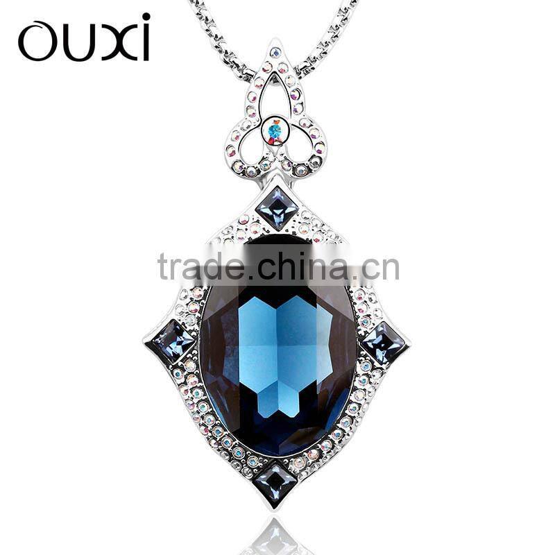 2015 OUXI New arrival red diamond crystal pendant necklace and sweater chain 11037-1