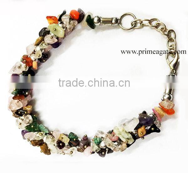 Buy online Mix Gemstone Chips Fuse Wire Bracelet from Prime Agate Exports | Agate Jewelry For Sale