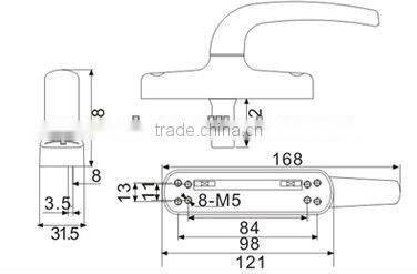 Aluminum Alloy Window and Door External Window Handle 80118920 aluminum casement window handle door locks and handles